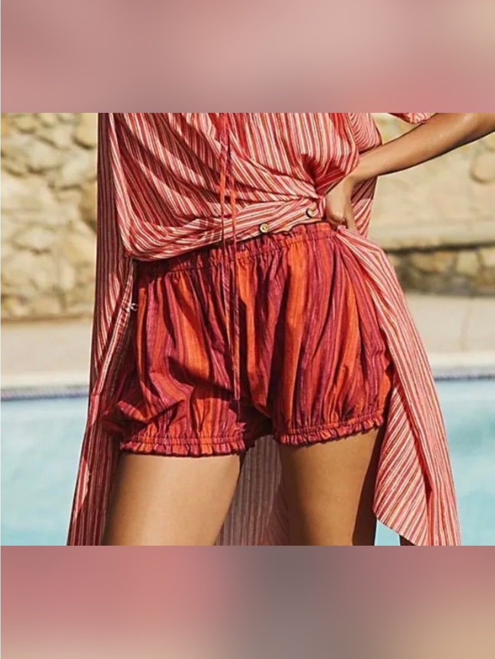 Free People Pink and Coral Bubble Shorts